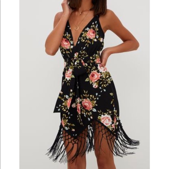 floral fringe dress